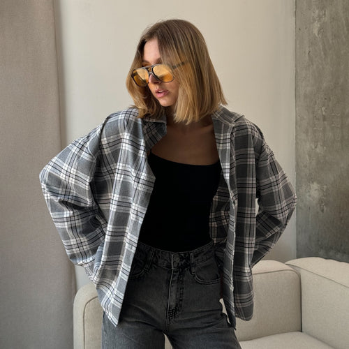Casual checked blouse for women with oversized fit and modern details Lune London