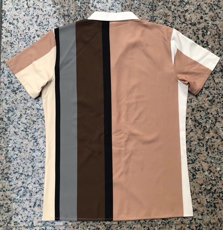 Short sleeve men's shirt with color blocks and buttonhole Lune London