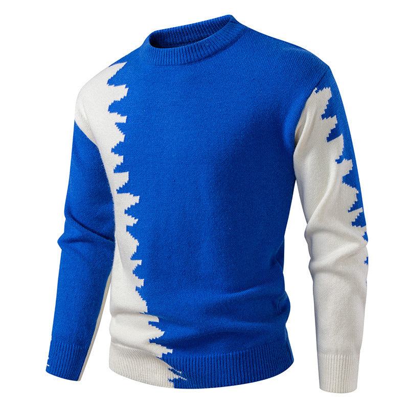 Men's knitted sweater with an asymmetrical colorful design and high comfort Lune London