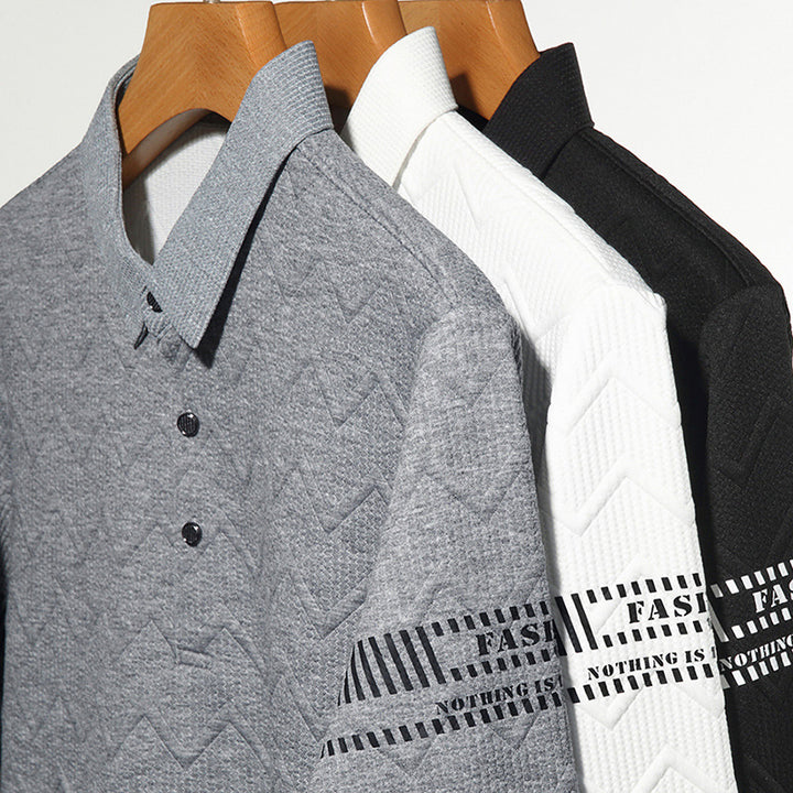 Long sleeve polo shirt for men with structured design and elegant accents Lune London