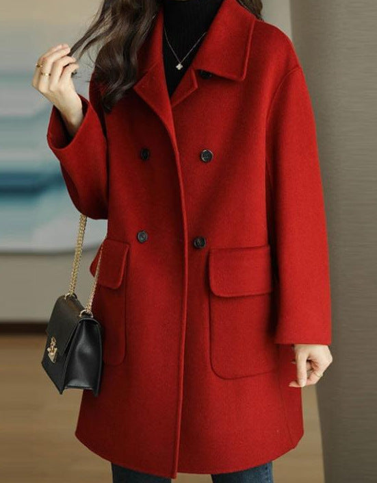 Women's Double-Breasted Wool Coat Chic Und Stil