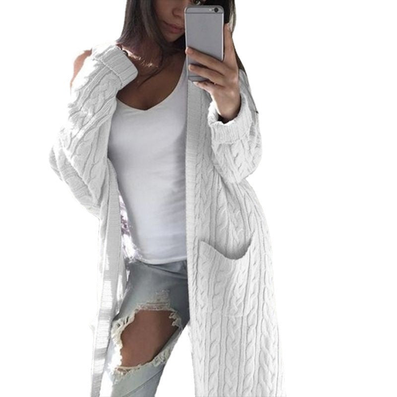 Women's knitted coat with patterns and practical pockets in an open cut Lune London