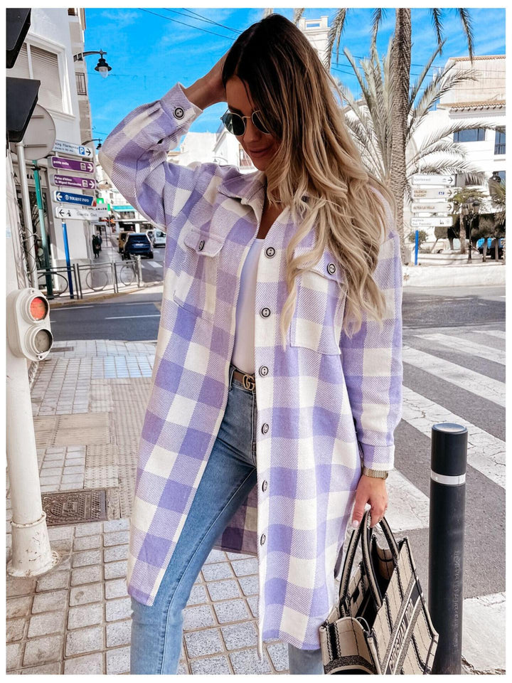 Women Long Sleeve Jacket with Scottish Pattern Lune London