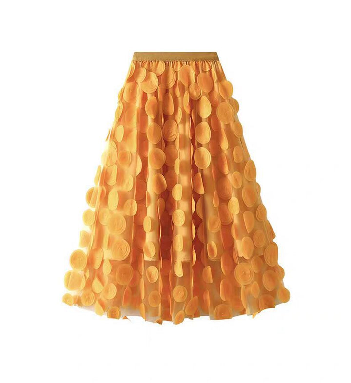 Elegant tulle skirt for women with 3D flower appliqués Lune London