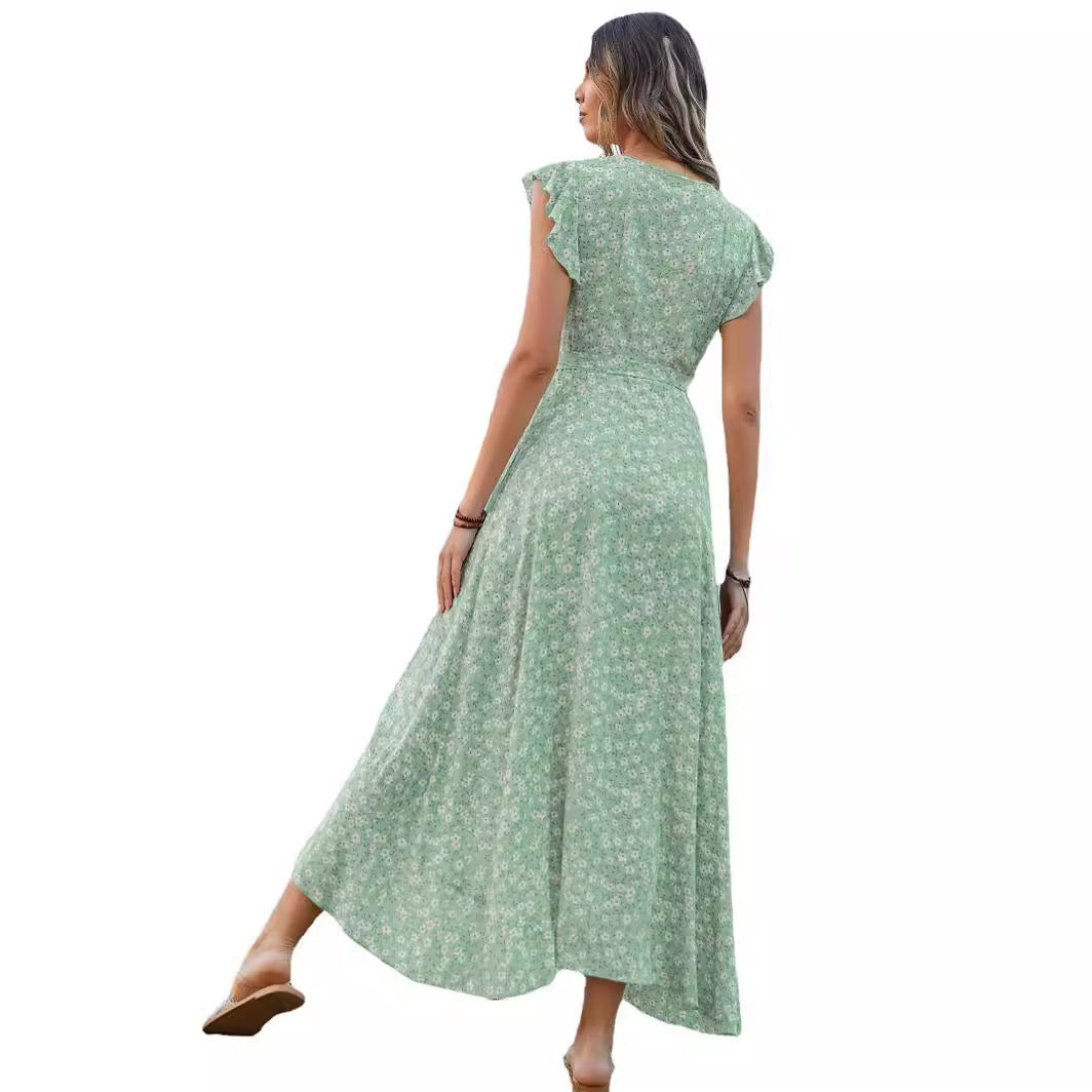 Maxi wrap dress for women with flowing sleeves Lune London
