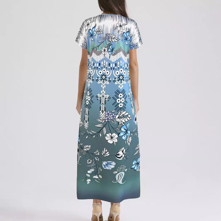 Women's maxi dress with floral pattern and side slits Lune London