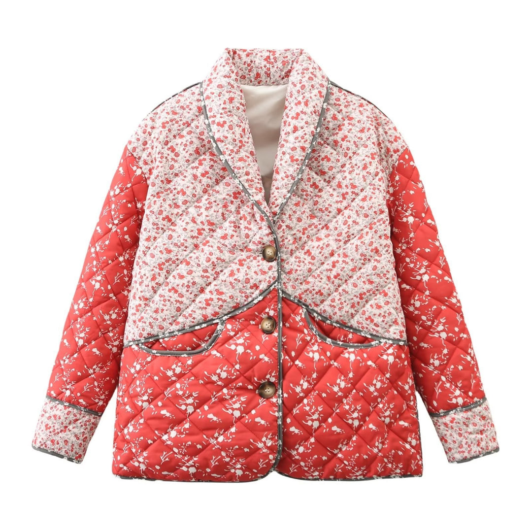 Quilted blazer jacket for women with floral pattern Lune London