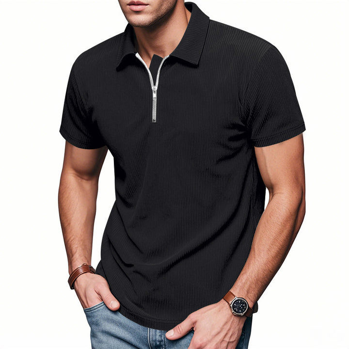 Men's short sleeve sports polo with zipper Lune London