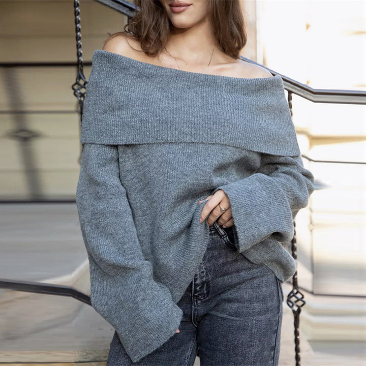 Off-shoulder knitted sweater dress for ladies Lune London