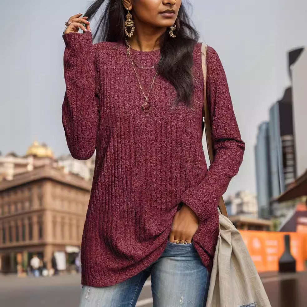 Casual long sleeve shirt for women with ribbed structure Lune London