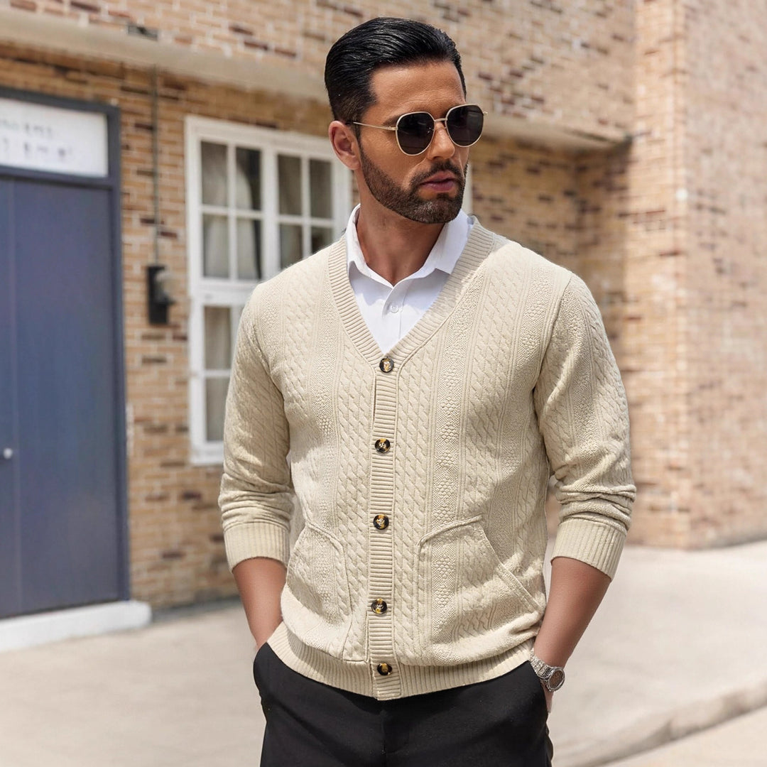 Men's knit jacket with modern details and practical pockets Lune London