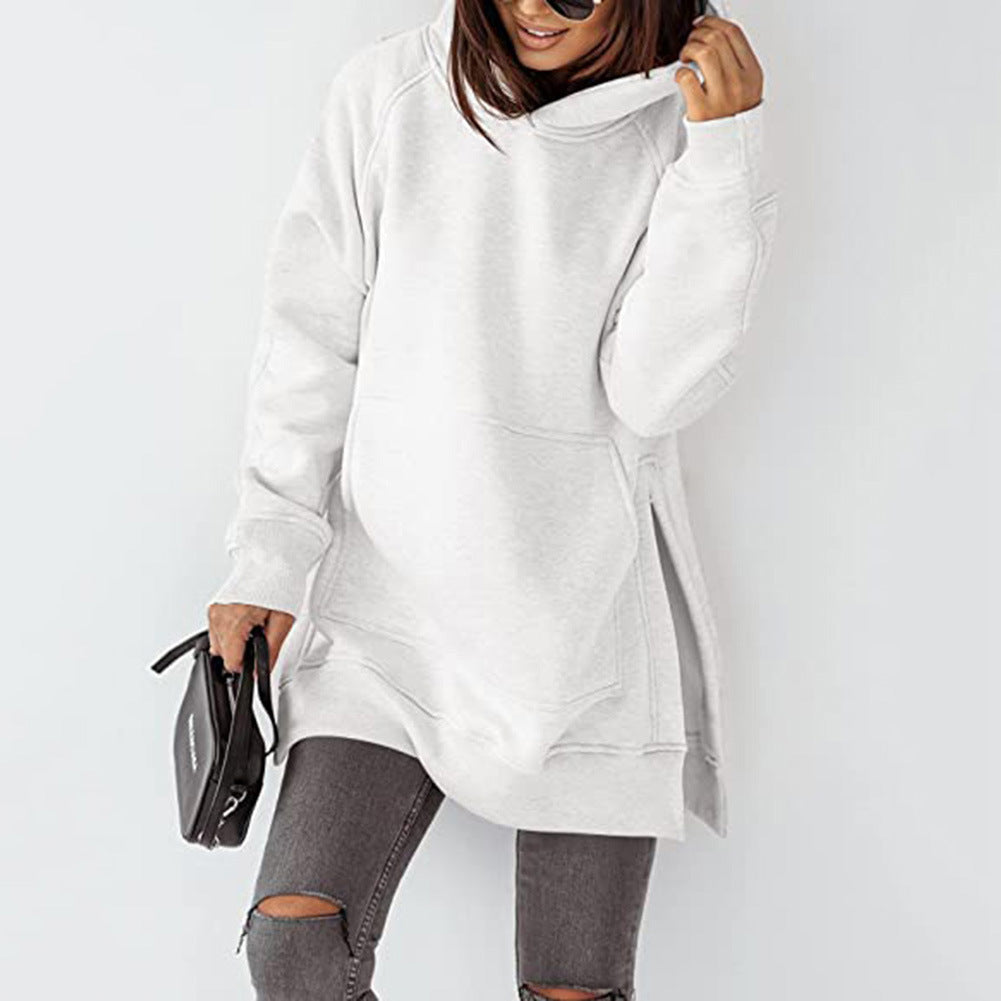 Lady Oversized Hoodie with Side Slits and Chic Fashion Design