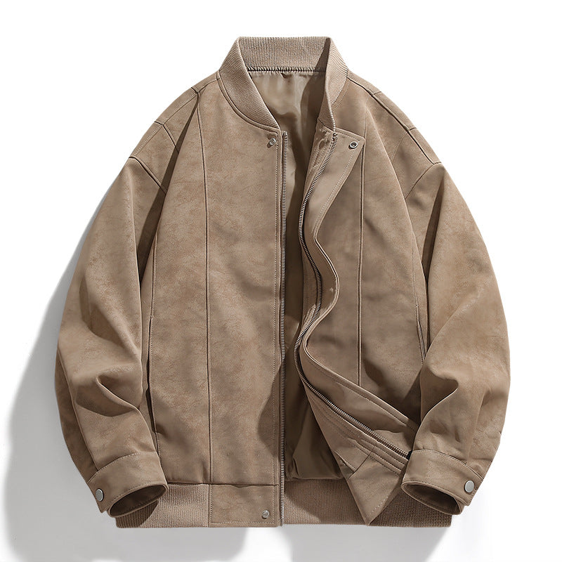 Suede bomber jacket for men with sporty elements Lune London