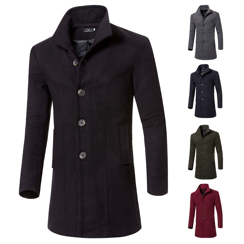 Elegant wool coat for men with modern stand-up collar and practical pockets Lune London