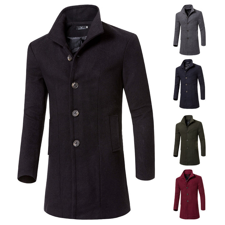 Elegant wool coat for men with modern stand-up collar and practical pockets Lune London