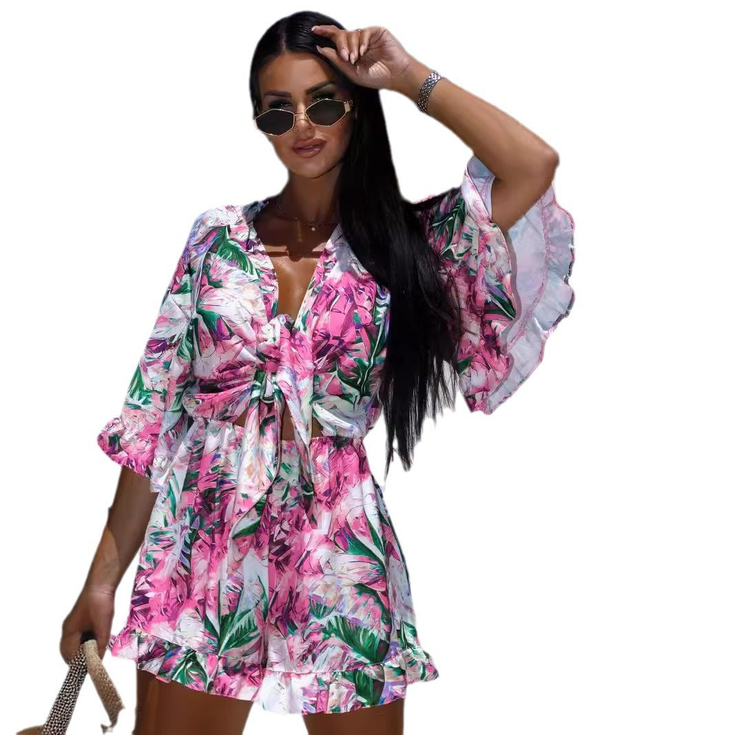 Ladies tropical print swimsuit Lune London