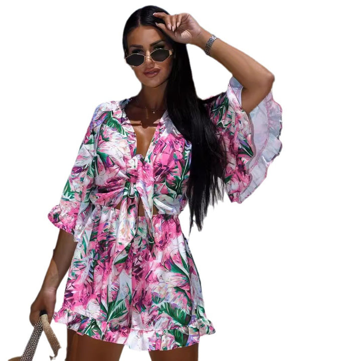 Ladies tropical print swimsuit Lune London