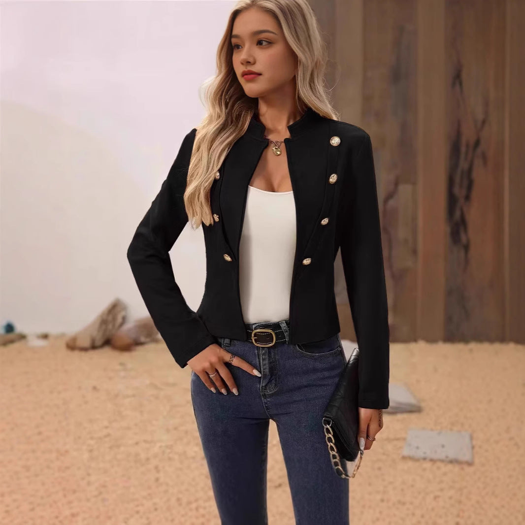 Elegant fitted blazer jacket for women with gold buttons Lune London