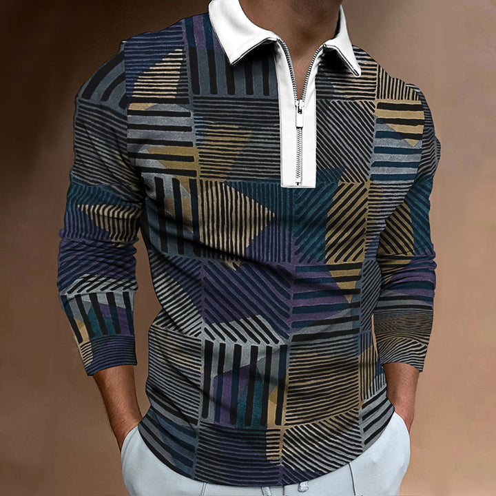 Men's polo with zipper, trendy and unique graphic design Lune London