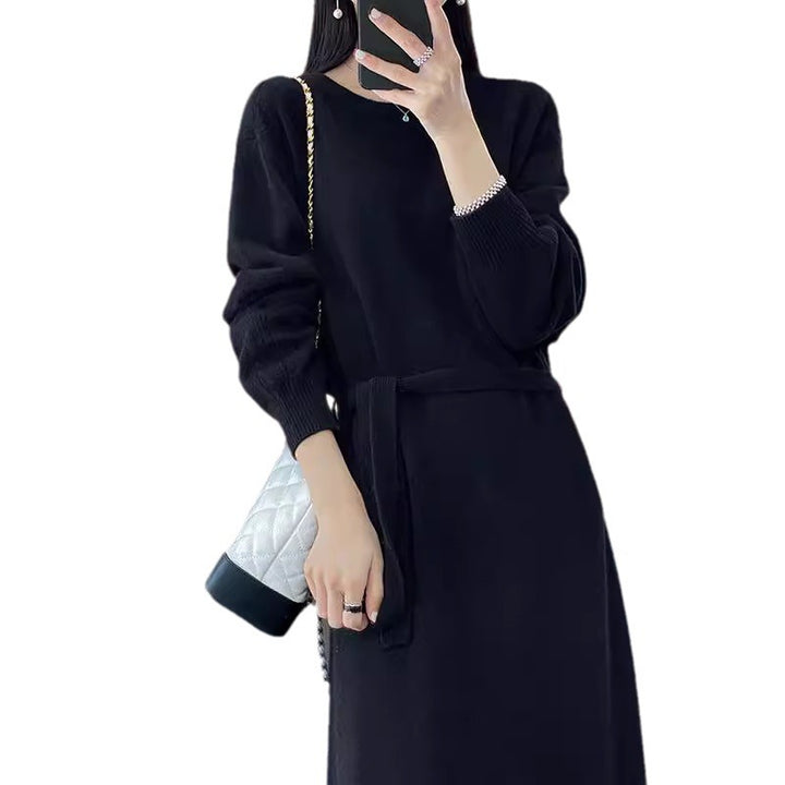 Knit dress for women with tie detail and soft material Lune London