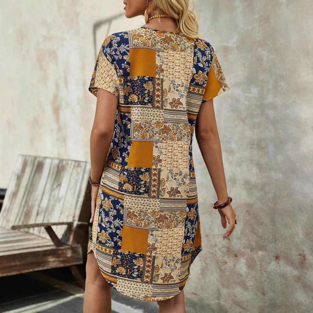 Bohemian Chic patchwork tunic dress for women