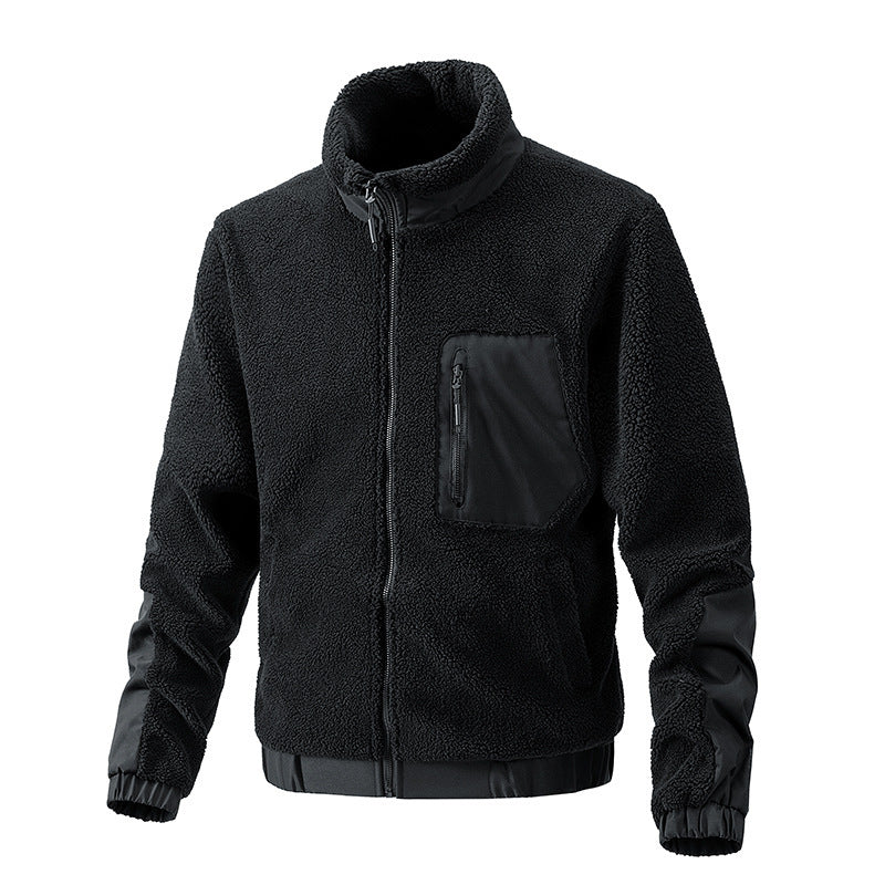 Fleece jacket for men with high collar and side zip pockets Lune London