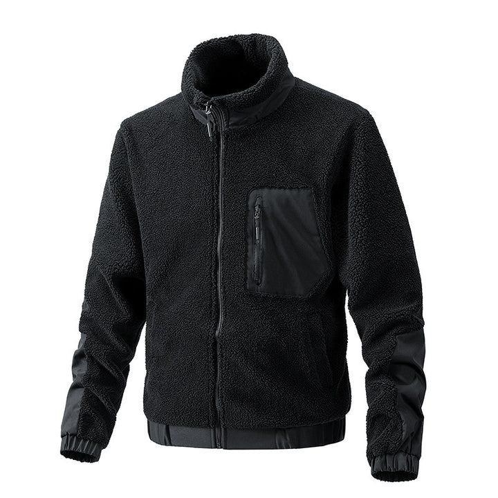 Fleece jacket for men with high collar and side zip pockets Lune London