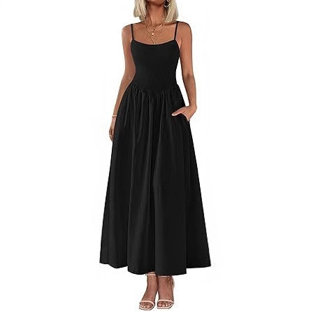 Maxi dress for women with elastic top and flowing skirt Lune London