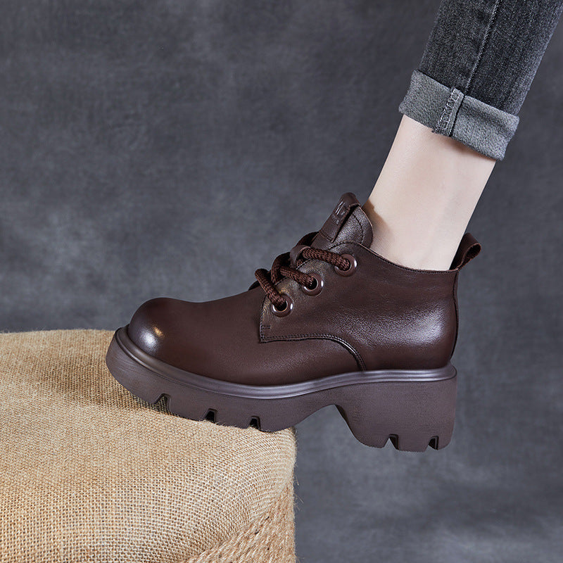 Lune London | Boots - Genuine Leather - High Shaft - Thick Sole - Lace Closure