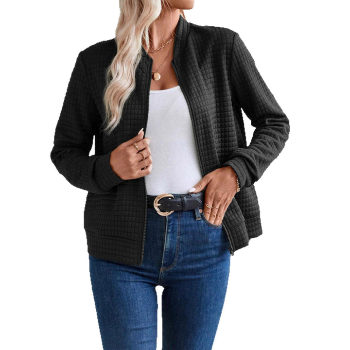 Ladies high collar quilted jacket with zipper Lune London
