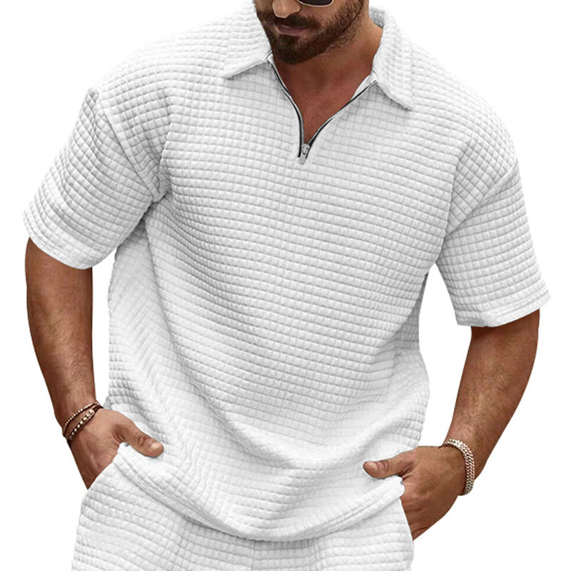 Men's Short Sleeve Polo Shirt in Structured Fabric Lune London