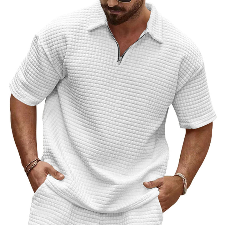Men's Short Sleeve Polo Shirt in Structured Fabric Lune London