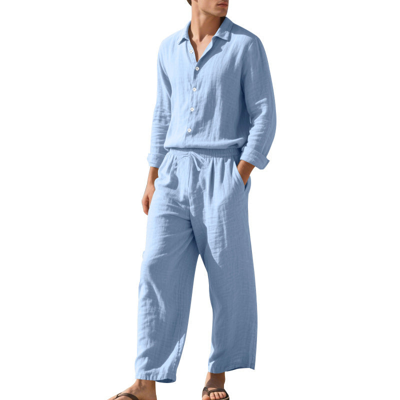Men's Casual Linen Suit with Elastic Waistband and Comfort Fit Lune London