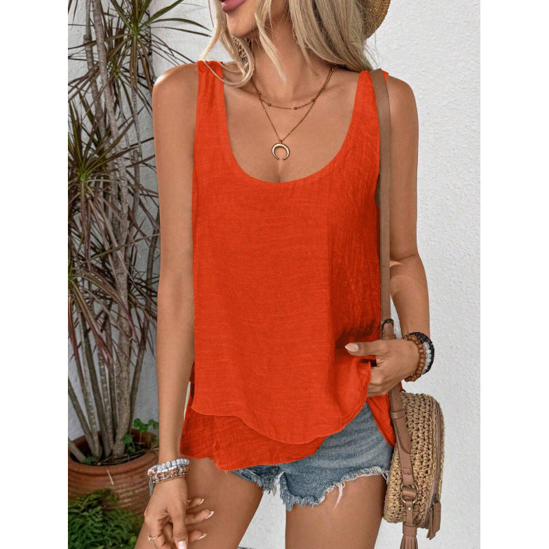 Women's casual linen top with wide neckline Lune London