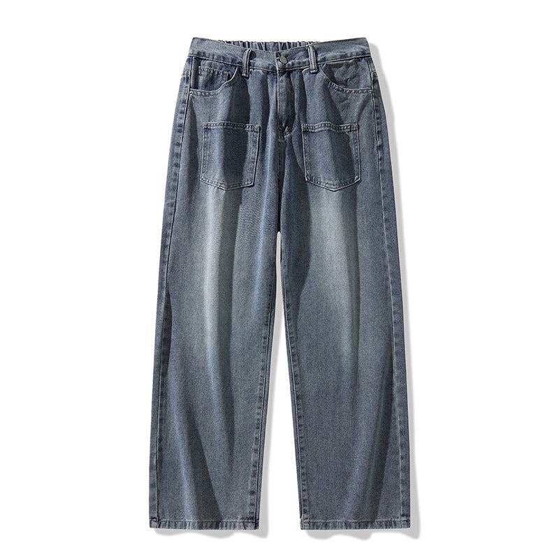 Denim pants for women, wide fit with elastic waistband and modern details Lune London