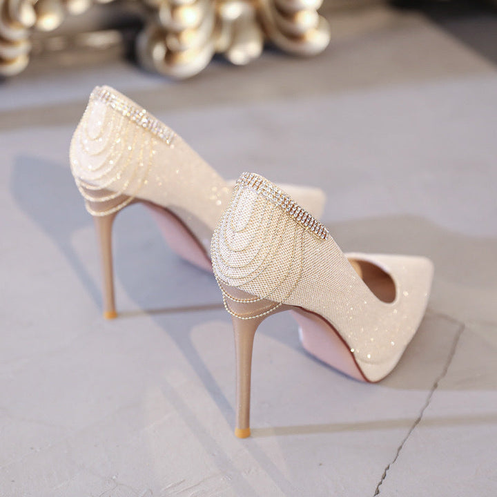 Women's High-Heel Pumps with Sparkling Rhinestone Details and Elegant Design Lune London