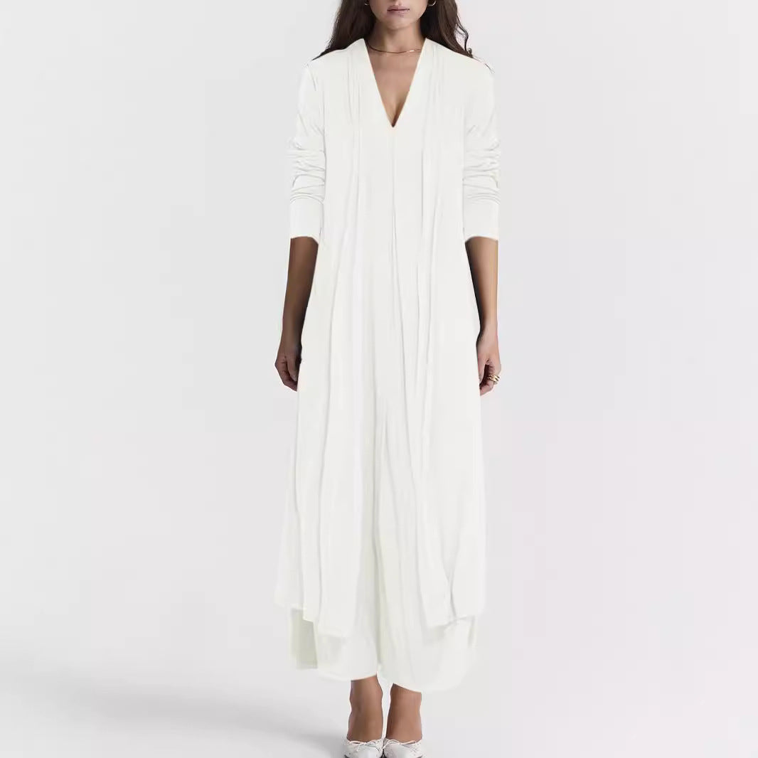 Airy maxi skirt for women with elegant V-neck and flowy cut Lune London
