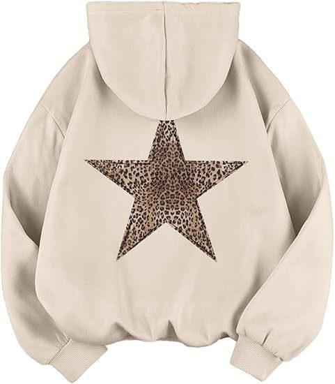Haut à capuche pour femme avec grand motif étoile imprimé léopard Chic & Stil