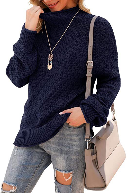 Women's sweater with high collar and structured knit pattern Lune London