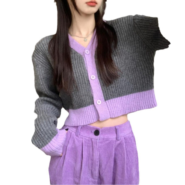 Cropped knit jacket for women with contrast pattern Lune London