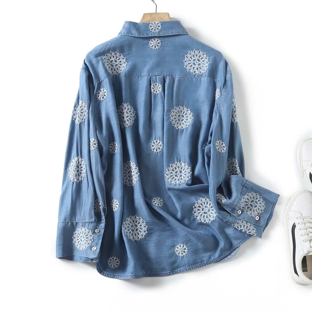 Lune London Embroidered Floral Design Blouse for Women
