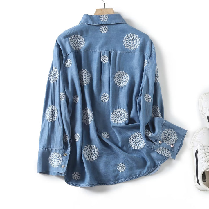 Lune London Embroidered Floral Design Blouse for Women