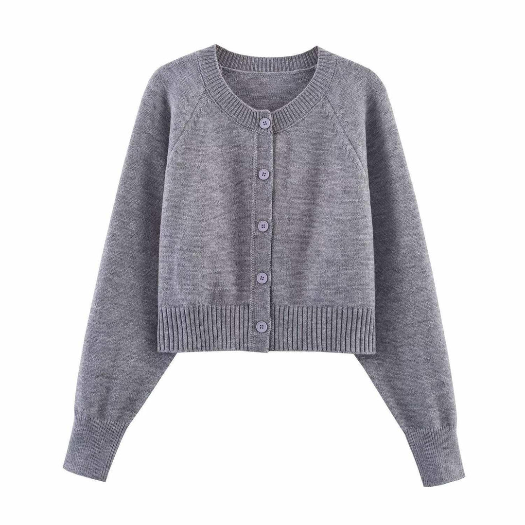 Cropped knit jacket for women with button details and elastic waistband Lune London