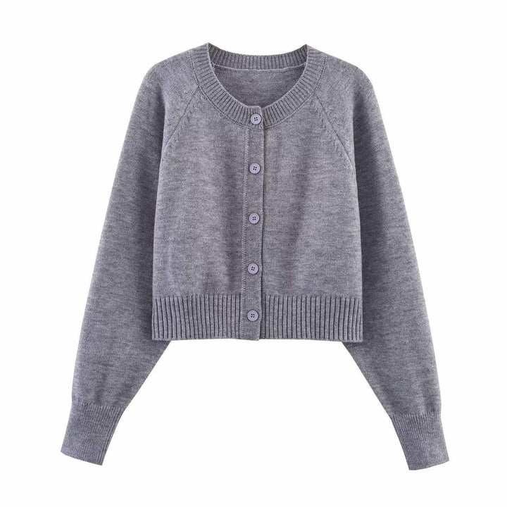 Cropped knit jacket for women with button details and elastic waistband Lune London