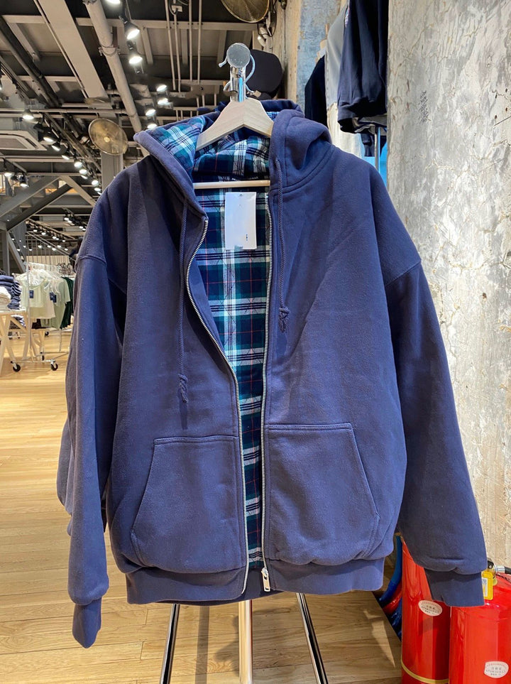 Veste à capuche décontractée pour femme avec doublure à carreaux Chic & Stil