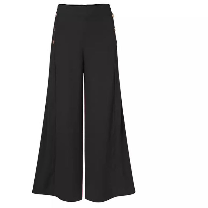 Lune London | Women's Palazzo Pants with Decorative Button Details and Wide Leg