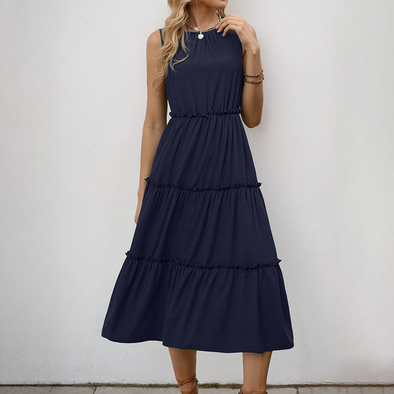 Lune London sleeveless ruffle midi dress for women