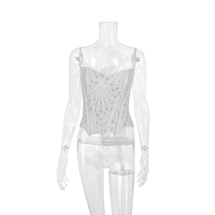 Women's corset top with floral lace patterns and shapewear cut Lune London