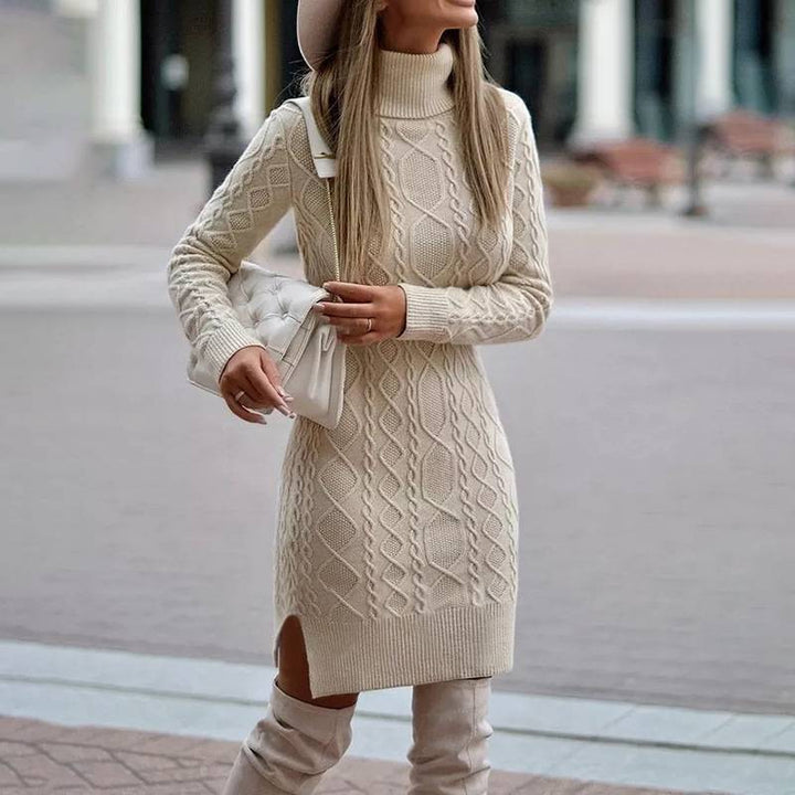 Lune London Women's Knit Dress with Turtleneck