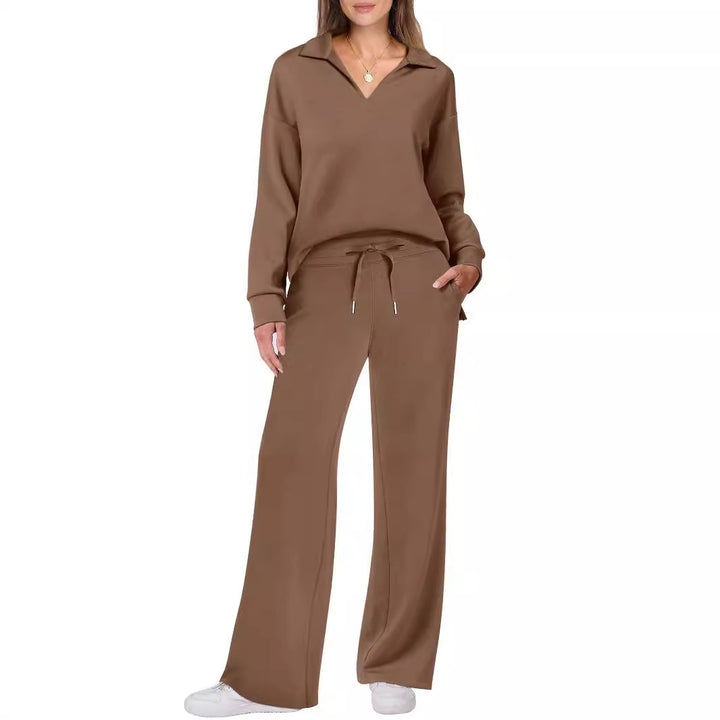 Women's loungewear in soft cotton blend with wide collar and wide leg Lune London